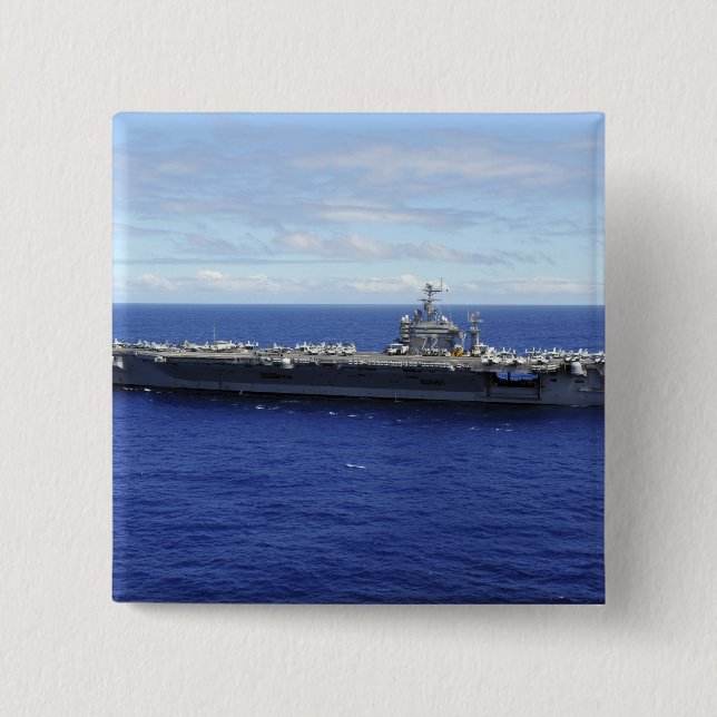 The aircraft carrier USS Abraham Lincoln 2 Inch Square Button (Front)