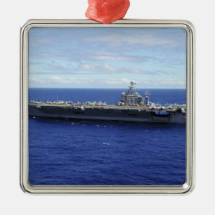 The aircraft carrier USS Abraham Lincoln 2 Metal Ornament