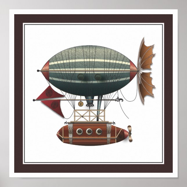 The Airship Aleutian Steampunk Flying Machine Poster (Front)