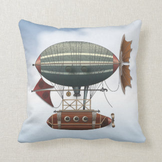 The Airship Aleutian Steampunk Flying Machine Throw Pillow