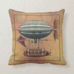 The Airship Aleutian Steampunk Flying Machine Throw Pillow
