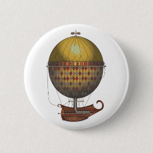 The Airship Nautisme Steampunk Flying Machine 2 Inch Round Button