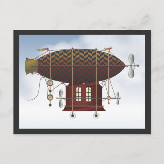 The Airship Petite Rouge Steampunk Flying Machine Postcard