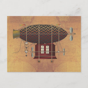 The Airship Petite Rouge Steampunk Flying Machine Postcard
