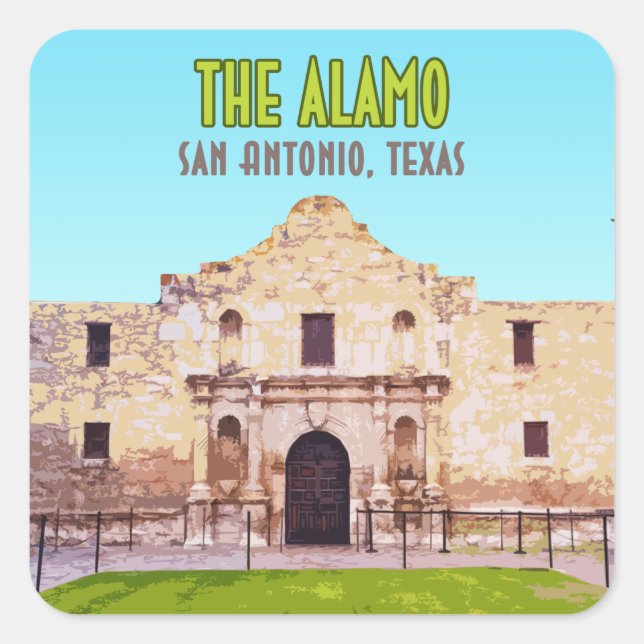 The Alamo Mission San Antonio Texas Square Sticker (Front)