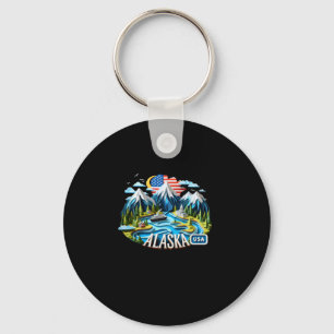 The Alaska State In Usa Sticker Keychain