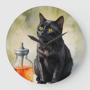 The Alchemist’s Cat Large Clock
