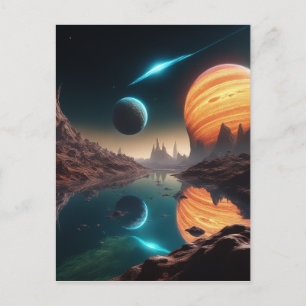 The alien aquatic water exoplanet landscape is a b postcard