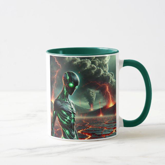The alien came from the burning depths. mug (Right)