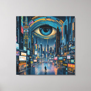 The All-Seeing City: A Dystopian Vision Canvas Print