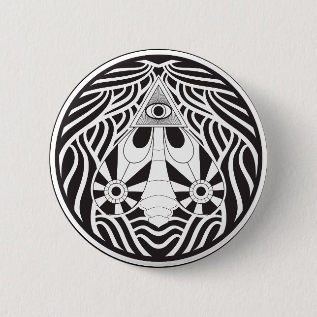 The all seeing moth 2 inch round button (Front)