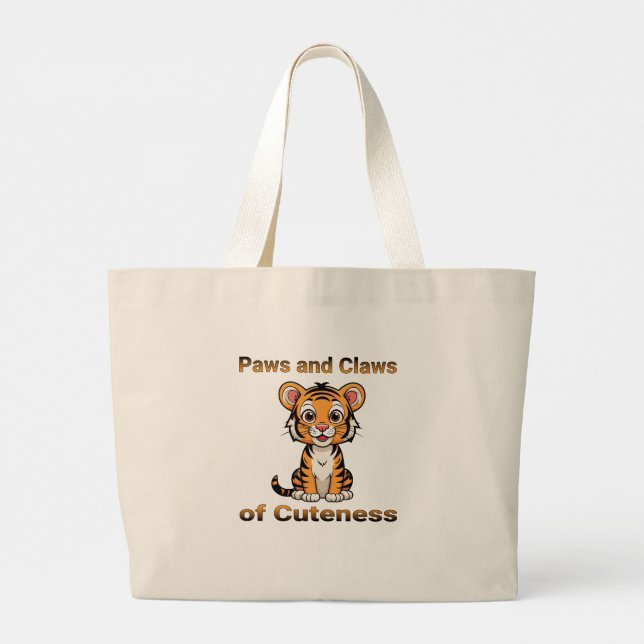 The Allure of the Cute Tiger shirt Large Tote Bag (Back)