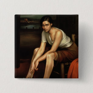 The Alluring Young Girl 2 Inch Square Button