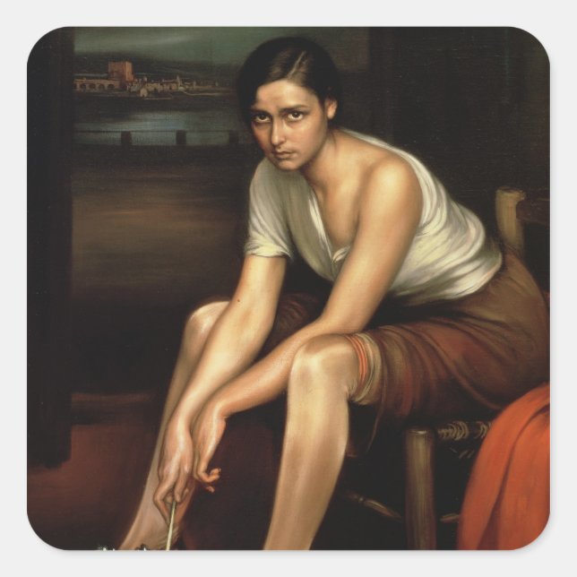 The Alluring Young Girl Square Sticker (Front)