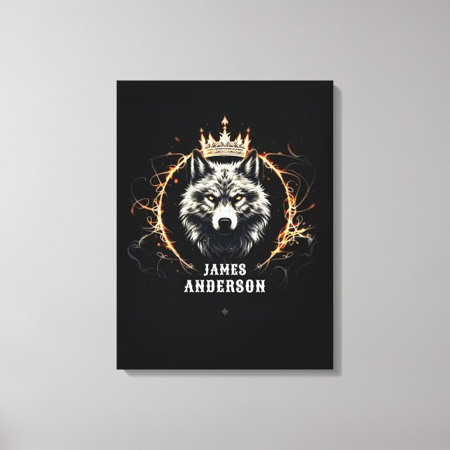 The Alpha Wolf. Add Text or Name on Canvas Print (Front)