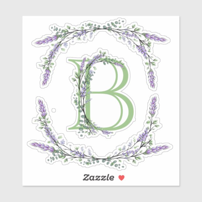The alphabet Monogram "B" Lavender Eucalyptus (Sheet)