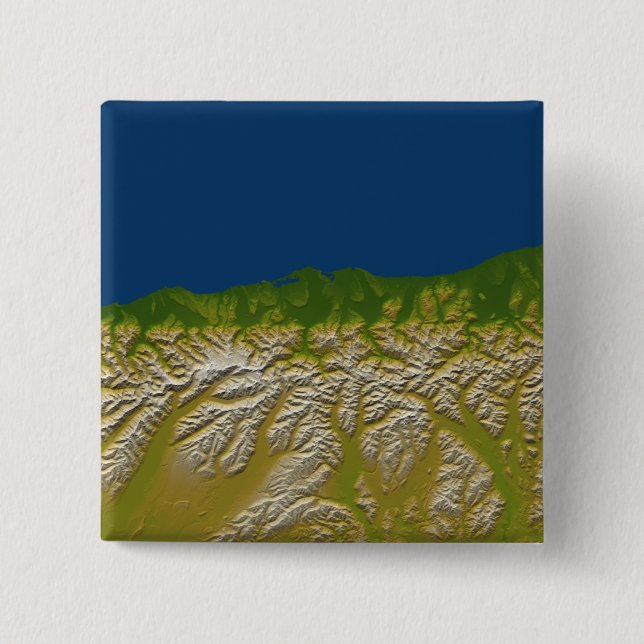 The Alpine fault along the west coast 2 Inch Square Button (Front)