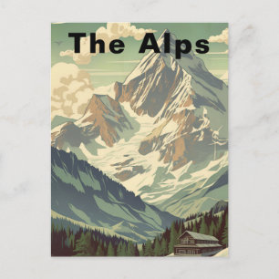 The Alps Cabin Travel Skiing Mountain Lodge Postcard