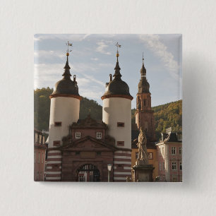 The Alte Brucke in Old Town, Heidelberg, Germany 2 Inch Square Button