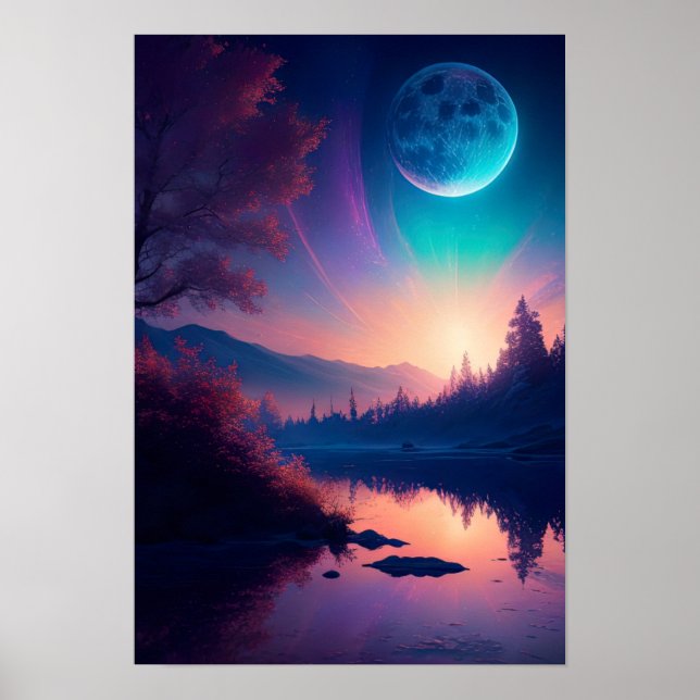  The Amazing Moon and Peaceful River Poster (Front)