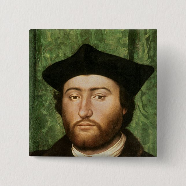 The Ambassadors, 1533 2 Inch Square Button (Front)