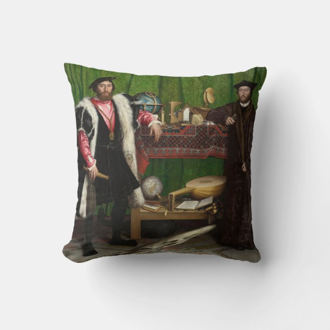 The Ambassadors, Holbein the Younger Throw Pillow (Front)