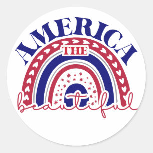 The America Beautiful Rainbow  Classic Round Sticker