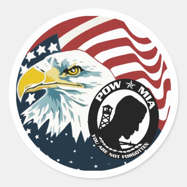 The American Eagle POW-MIA Classic Round Sticker (Front)