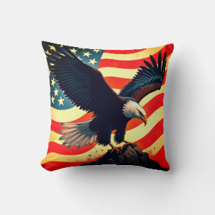 The American Eagle – Silent Watcher of the Vast  Throw Pillow