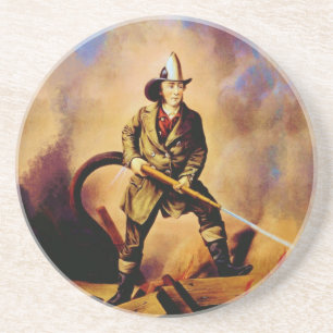 The American Firefighter Vintage Fireman Style 1 Coaster