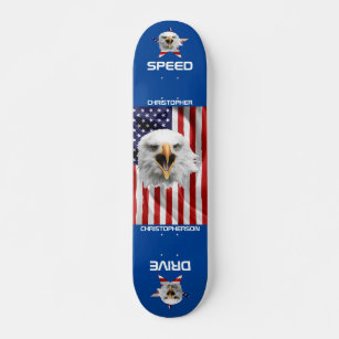 The American Flag, Eagle, Star Patriotic Skateboard