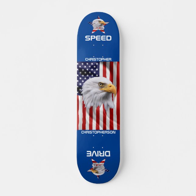 The American Flag, Stunning Eagle Patriotic Skateboard (Front)