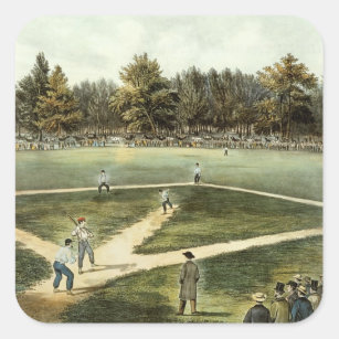 The American National Game of Baseball Square Sticker