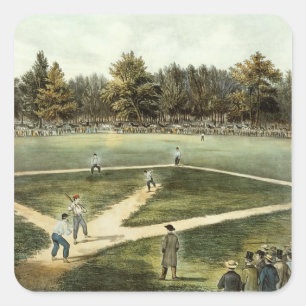 The American National Game of Baseball Square Sticker