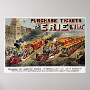 The American Railway Scene at Hornellsville Poster