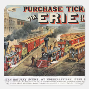 The American Railway Scene at Hornellsville Square Sticker