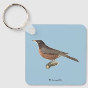 The American Robin (Turdus migratorius) NY Birds Keychain