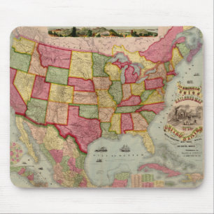 The American Union Railroad Map of the USA, 1872 Mouse Pad