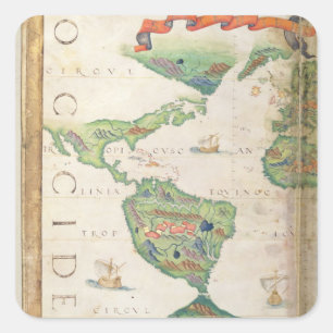 The Americas, detail from world atlas, 1565 Square Sticker