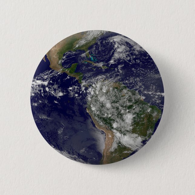The Americas On Earth Day. 2 Inch Round Button (Front)