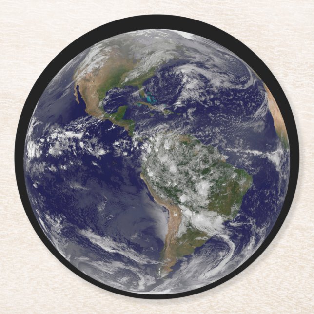 The Americas On Earth Day. Round Paper Coaster (Front)