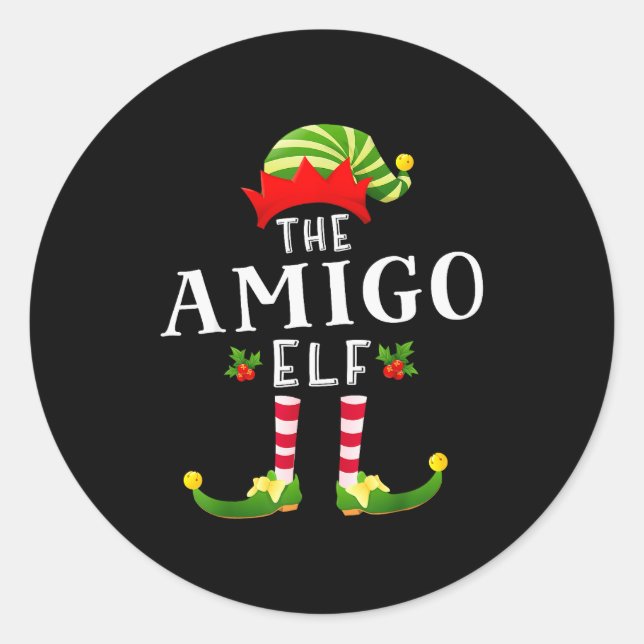 The Amigo Elf Christmas Matching Pajama  Classic Round Sticker (Front)