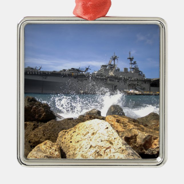 The amphibious assault ship USS Kearsarge Metal Ornament (Front)