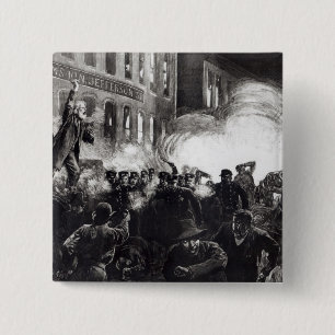 The Anarchist Riot in Chicago 2 Inch Square Button