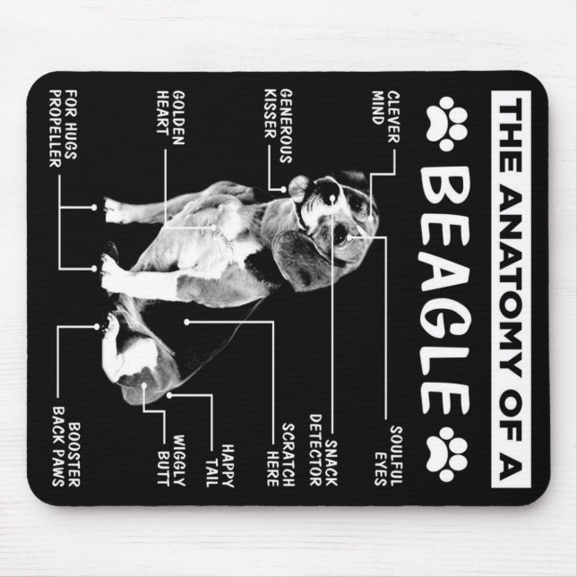 The Anatomy Of A Beagle Dog Mouse Pad (Front)