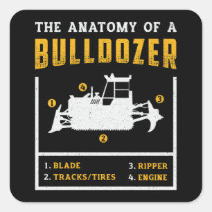 The Anatomy Of A Bulldozer Construction Worker Square Sticker