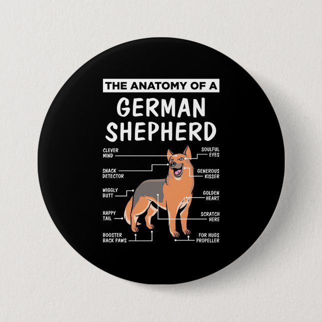 The Anatomy Of A German Shepherd 3 Inch Round Button (Front)