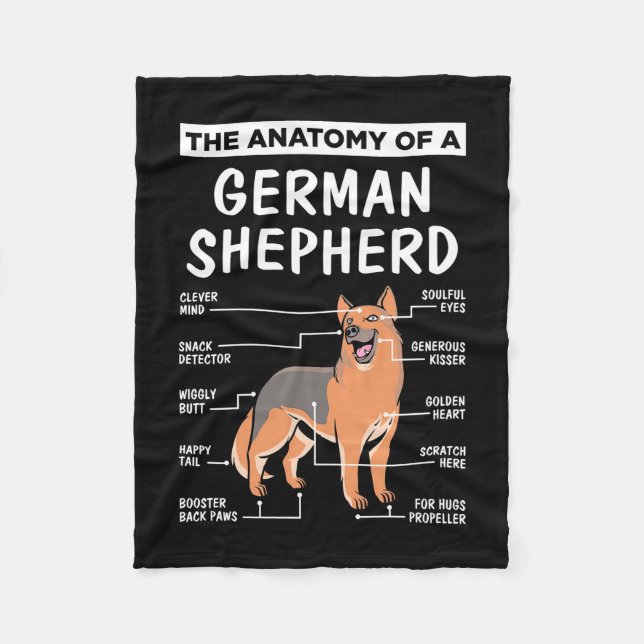 The Anatomy Of A German Shepherd Fleece Blanket (Front)