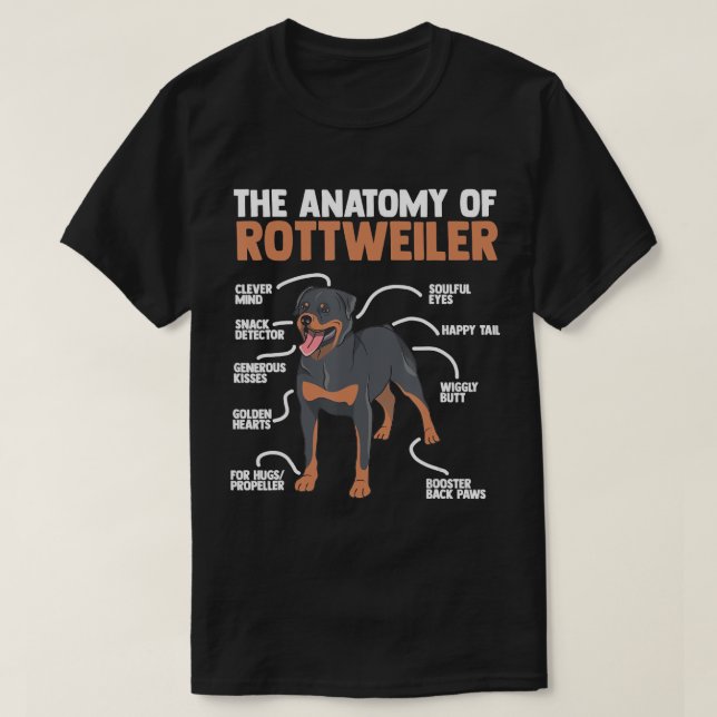 The Anatomy Of A Rottweiler for any Rottweiler lov T-Shirt (Design Front)