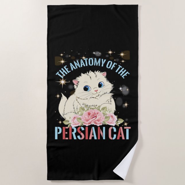The Anatomy Of The Persian Cat Beach Towel (Front)